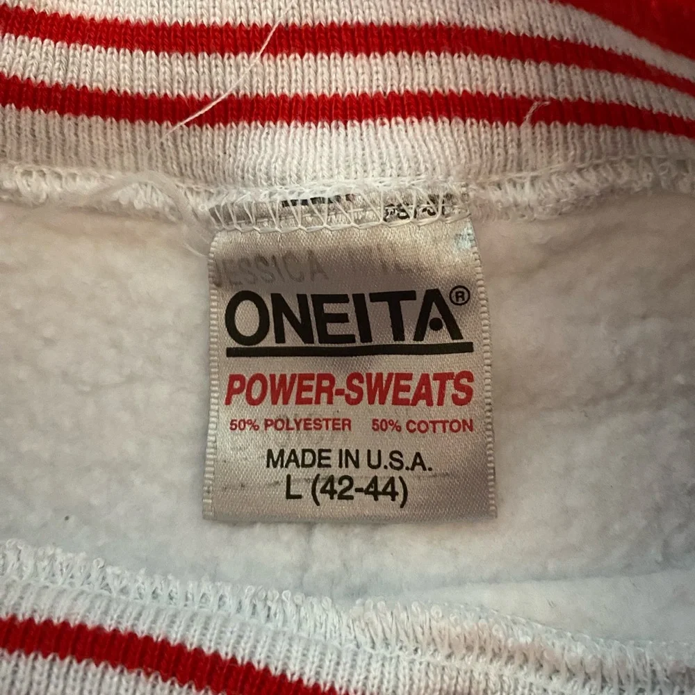 Oneita Vintage Gray Crewneck Sweatshirt with Red Trim Size Large